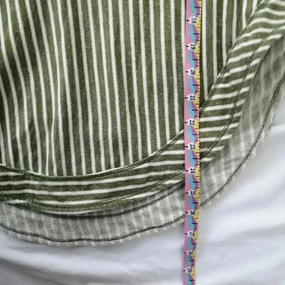 Anthropologie Pilcro Wharfside V Neck Hooded Sweatshirt Green White Stripe Small - Picture 12 of 16